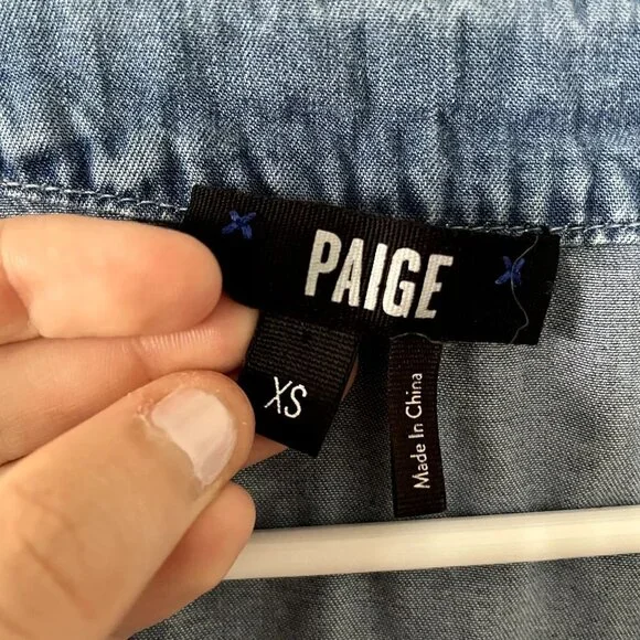 Paige denim long sleeved dress wraparound style v-neck tie waist casual dress - Picture 5 of 7